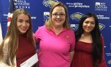Lemoore Middle College High School students Alondra Gonzalez and Adeline Rodriguez, pictured with Mary-Catherine Paden (center) earned scholarships from "Ruiz 4 Students" program.